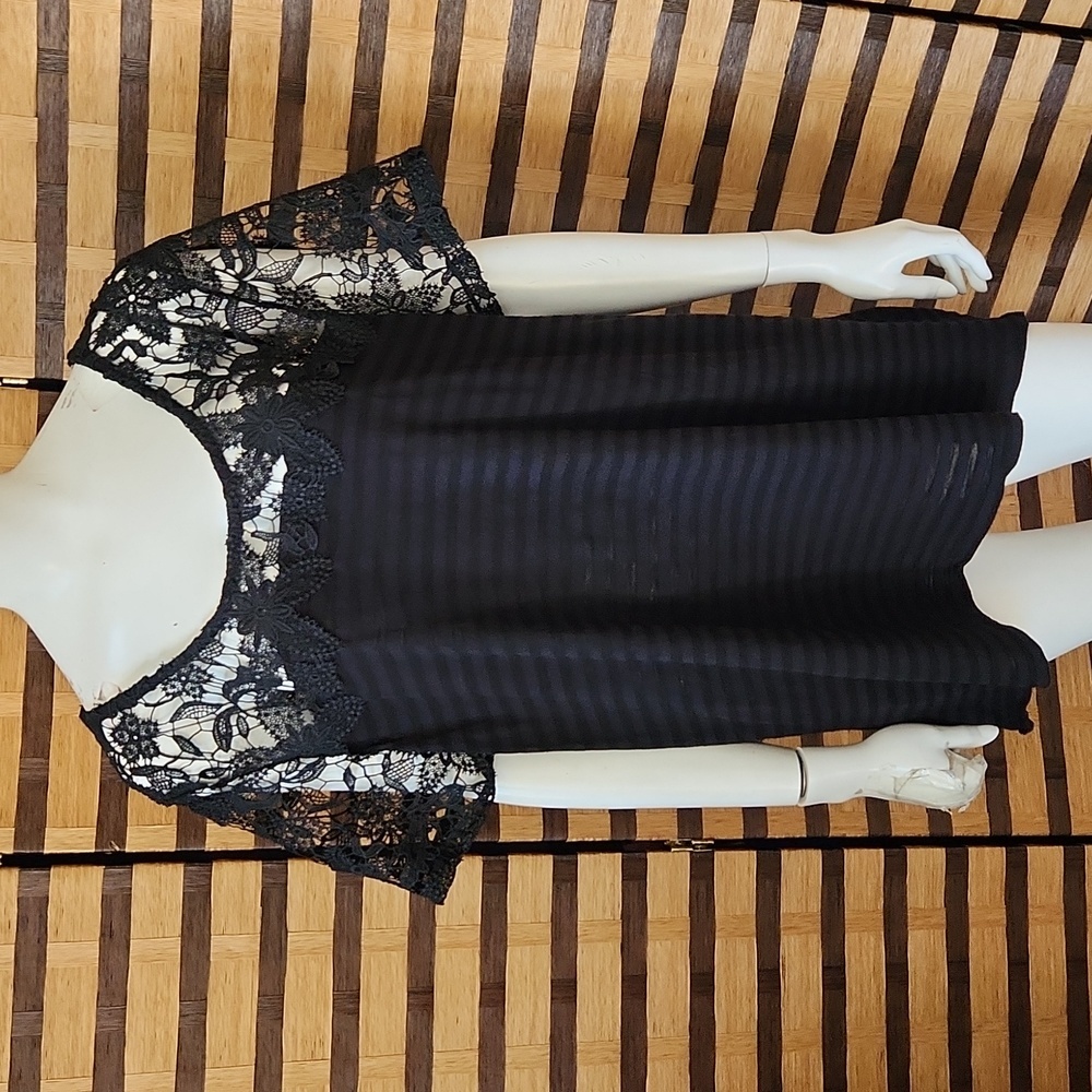 Lane Bryant black lace detail top